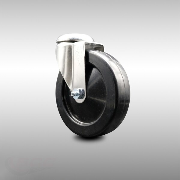 5 Inch 316SS Soft Rubber Wheel Swivel Bolt Hole Caster